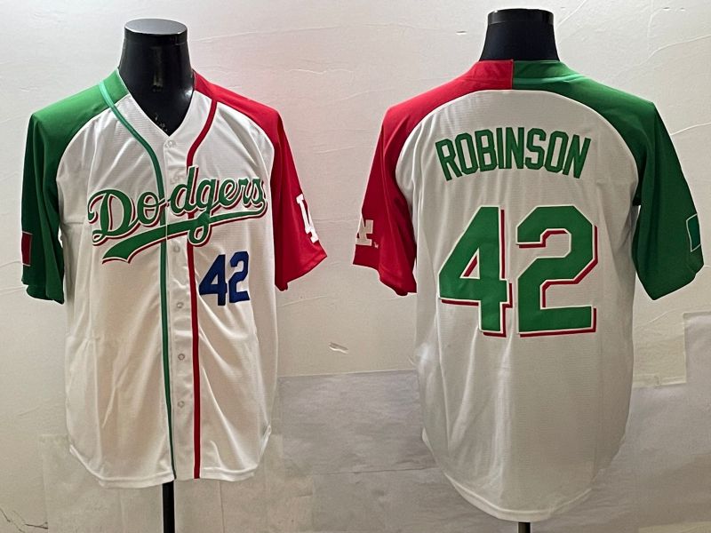 Men Los Angeles Dodgers #42 Robinson White Green Game 2025 Nike MLB Jersey style 6->los angeles dodgers->MLB Jersey
